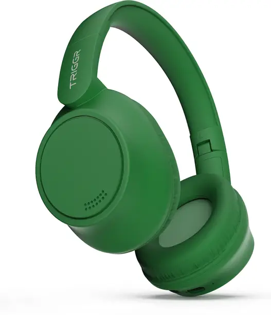 TRIGGR Punkheadz Z4 with 50H Battery, Dual Pairing, 40mm Drivers, Gaming Mode, BT v6.0 Bluetooth Headset (Alpine Green, On the Ear)