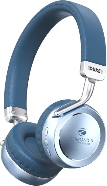 Zeb-Duke 2, with 60h Backup, BT v5.4, Gaming Mode, ENC, Deep Bass, Dual Pairing Bluetooth Headset (Blue, On the Ear)